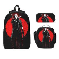 Dante - Devil May Cry Backpack Boys Girls BookBag School Bag Shoulder Bags 3ps Insulated Lunch Bag Pencil Case One Size red