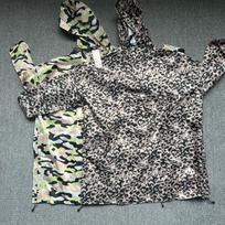Exported to Europe and the Us, the Retro Leopard Print Camouflage Hooded Raincoat for Women Is Ultra-Thin, Waterproof, and Slimming for Outdoor Use Striped Painting gray