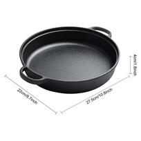 8.7/9.8/11/11.8inch Cast Iron Frying Pan with Double Handles Baking Tray Pre-Seasoned for Bread Baking Outdoor Cooking Camping gray