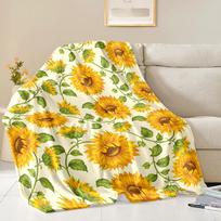 3D Gražus saulėgrąžos minkštas flanelės pledas lovai, miegamajam, sofai, iškylai, metamas pledas uždengti, lauko poilsio kelionei, biuro snauskei 75x90cm yellow