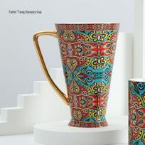 Prabangus didelės talpos kaulinio porceliano puodelis - Europos retro stiliaus, su pasirinktiniu logotipų variantu Large Cup beige