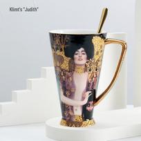 Prabangus didelės talpos kaulinio porceliano puodelis - Europos retro stiliaus, su pasirinktiniu logotipų variantu Large Cup black