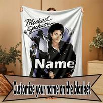 Custom Name Personalized Michael Jackson Print Blanket, Home Decor, Bedroom, Sofa, Camping, Couch, Gifts for Birthday Christmas 80cmx120cm white