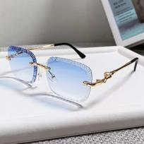 Square Rimless Sunglasses Women Men Cutting Lens Luxury Brand Designer Trendy Metal Frameless Sun Glasses Eyewear UV400 gray