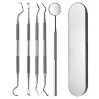 Dental Kit Tool Stainless Steel Plaque Remover, Oral Care With Plaque Cleaner, Tartar Pick, Tooth & Tongue Scraper For Family white