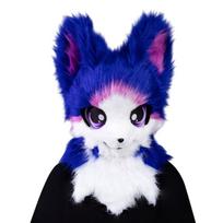 Pūkuoto gyvūno galva Katės Fursuit Iškirpta kaukė Pliušinė katės kaukė Mielas katės galvos apdangalas Helovino kaukės Šventės Cosplay vakarėlio rekvizitas mėlyna