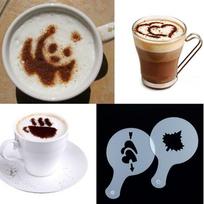 16pcs DIY Latte Cake Foam Tool Decorating Coffee Art Stencils Cappuccino