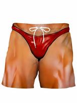 Men's Red Thong Fun Printed Casual Drawstring Shorts XL red