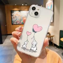 For iPhone 15 16 14 13 12 mini 11 Pro Max XS X XR SE 7 8 Plus Silicone Clear Cover Couple Style Cartoon Luxury Phone Case iPhone 16 Pro white