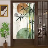 Kinų Rašalo Plovimo Bambuko Paukštis Lino Durų Užuolaida Elegantiškas Zen Stiliaus Dekoras Arbatos Kambariui Darbo Kambariui Japonų Namų Sienų Dekoras Kambario Daliklis 100x150cm