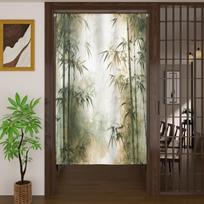 Kinų Rašalo Plovimo Bambuko Paukštis Lino Durų Užuolaida Elegantiškas Zen Stiliaus Dekoras Arbatos Kambariui Darbo Kambariui Japonų Namų Sienų Dekoras Kambario Daliklis 70x120cm