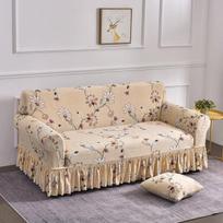 1 2 3 4 vietų gėlėmis margintas sofos užvalkalas, tampus spandekso sofos sijono uždangalas, elastingi nuimami sofos užvalkalai svetainei 1Pc 1-seat 90-140cmS beige