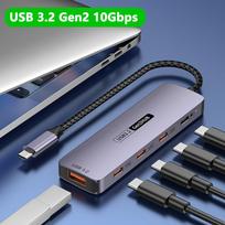 10Gbps USB3.2 Gen2 HUB USB C Splitter Hub 10Gb for PC Laptop MacBook Air/Pro 15/15 Plus/15 Pro Max Samsung S24 S23 Ultra gray