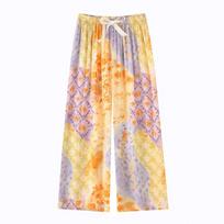 Women's Sleepy Pants Summer Printed Loose Wide Leg Pants Mom Cotton Home Casual Pants One size beige
