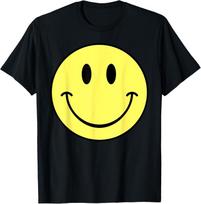 70s Yellow Smile Face Happy Cute Smiling Face Funny Retro T-Shirt 120 yellow
