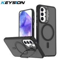 KEYSION Objektyvo Laikiklis Magnetinis Telefono Dėklas MagSafe Dėka Samsung A52 5G Atveju Matinis Pusiau Skaidrus Smūgiams Atsparus Galinis Dangtelis Galaxy A52S 5G for Samsung A52 black