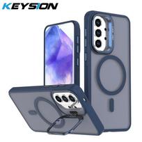 KEYSION Objektyvo Laikiklis Magnetinis Telefono Dėklas MagSafe Dėka Samsung A52 5G Atveju Matinis Pusiau Skaidrus Smūgiams Atsparus Galinis Dangtelis Galaxy A52S 5G for Samsung A52S 5G mėlyna