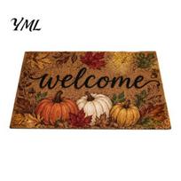 Holiday Home Decoration Halloween Pumpkin Door Mat, Fall Seasonal Welcome Non-slip Farmhouse Festive Porch Rug Entrance for Front Entryway Kitchen 40x60cm I