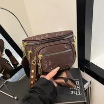 Madinga moteriška juosmens rankinė Fanny Pack Didelės talpos phe Kryžmai ant kūno nešiojamos rankinės moterims Krūtinės rankinės Kniedėmis puošta moteriška juosmens rankinė kava