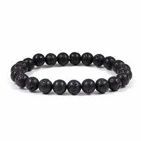 8MM Plated Volcanic Rock Lava Bracelet - Energy Yoga Accessory for Men and Women 8MM black