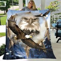 3D Eagle Printing blanket flannel Soft and comfortable blanket blankets for beds picnic blanket warm blanket birthday gift Size: 75*100cm, Weight: 230 GSM