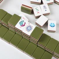 Available: Four-Layer Color-Blocked Acrylic Travel Mahjong Set for Casual Gameplay Olive Green