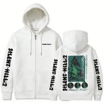 Game Silent Hill Zipper Hoodie Men's Clothing Fashion Casual Oversized Zip Up Jacket Male Gothic Rock Horror Zip Up Sweatshirt M white