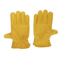 Garden Cowhide Gloves Wear Resistance Full Finger Leather Gloves for Outdoor CyclingM M(for 4-6.5kg) yellow
