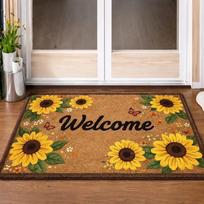 Faux Coir Door Mat Non Slip Welcome Doormat Home Entrance Floor Rug Outdoor Indoor Foot Pad Bathroom Mat Kitchen Mat 50x80cm