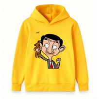 Vaikams Berniukams Mergaitėms Animacinis Ponas. Pupelių rašto gobtuvėliai Laisvi ilgomis rankovėmis Puloveriai su gobtuvu Jaukūs Streetwear minkšti šilti viršutiniai drabužiai 120 geltona