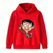 Vaikams Berniukams Mergaitėms Animacinis Ponas. Pupelių rašto gobtuvėliai Laisvi ilgomis rankovėmis Puloveriai su gobtuvu Jaukūs Streetwear minkšti šilti viršutiniai drabužiai 150 raudona
