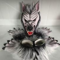 Werewolf Costume Set Horror Halloween Wolf Mask Werewolf Dress Up  Claws Gloves Terror Role Play Prank Props Cosplay Party Suit One Size gray