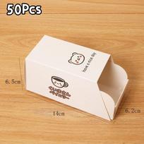 50Pcs Grease Resistant Sandwich Wrapping Boxes Disposable Thick Toast Bread Packaging Case for Bakery Breakfast Use A3 white