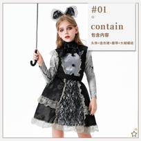 Kids Halloween Lolita Dress Witch Costume Girls Carnival Party Role Play Outfit 160 cm gray