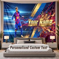 Custom Name Text Tapestry Lamine Yamal Personalized Polyester Wall Tapestry For Bedroom And Room 180cmx230cm