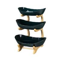Trijų aukštų bambuko medienos vaisių ir užkandžių stovas virtuvei ir svetainei Bamboo Stand