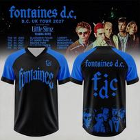 Fontaines D.C. Tour V Neck Football Jersey Rock Band Concert Graphic Tees Men Women Short Sleeve Mesh Sports T-shirt Full Print XXL blue