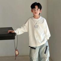 Boys Long Sleeve T Shirt Big Kids Casual Crew Neck Spring Autumn Daily Top 160cm balta