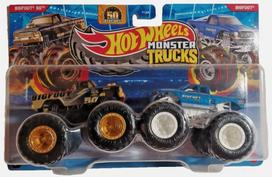 Hot Wheels Monster Truck Bigfoot 50th vs Bigfoot Classic Demolition Doubles Diecast Scale 164 black