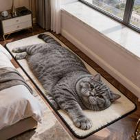 2D Realistic Cat Shaped Rug Soft Fluffy Bedside Runner Non-slip Floor Mat Absorbent Washable Plush Carpet For Bedroom Bathroom Other&40x60 gray