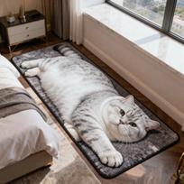 2D Realistic Cat Shaped Rug Soft Fluffy Bedside Runner Non-slip Floor Mat Absorbent Washable Plush Carpet For Bedroom Bathroom Other&40x120