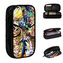 Custom Korean DBZ Vegeta Super Monkey Cartoon Pencil Cases for Boys Girls  Large Storage Pen Box Bag School Supplies 21x10.5x5cm beige