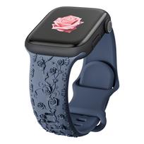 Band for Apple Watch SE 3 Strap 40mm 44mm 45mm 42mm 49mm 46mm Floral Engraved Bracelet Correa iWatch Series 10 8 7 9 Ultra 2 11 41 40 38mm 42mm-S10 gray