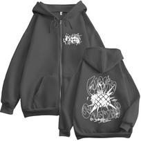 Anime Jojo Bizarre Adventure Guīdo Mista Zipper Hoodies Men's Women Zip Up Hooded Sweatshirts Fashion Jackets Coats Streetwear XL gray