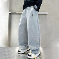 Boys Curved Cut Wide Leg Pants Loose Fit For Teens 140cm gray
