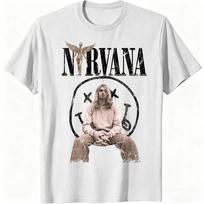 Nirvana Rock Band T Shirt Women Cotton Graphic Printed Short Sleeve Round Neck Y2k Streetwear Tee 2026 XXL white