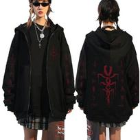 Game Bloodborne Graphic Zipper Hoodie Horror Hunter Cosplay Zip Up Jacket Men Women Casual Vintage Oversized Zip Up Sweatshirt L juoda