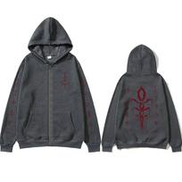 Game Bloodborne Graphic Zipper Hoodie Horror Hunter Cosplay Zip Up Jacket Men Women Casual Vintage Oversized Zip Up Sweatshirt XL black