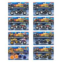 Hot Wheels Monster Truck Scale Assortment miniature cars x 8 sets per Ages 3 and up 164 2-Pack (2 box) - - FYJ64-987D gray