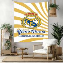 Real Madrid Club Customize Your Name Tapestry Aesthetic Wall Tapestry Non-Fading Color Great for Dorm Room All-Season Use 130cmx150cm